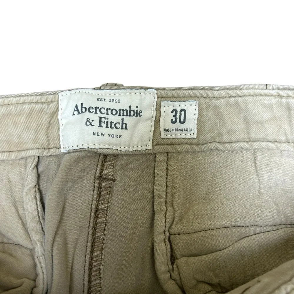 Men's Abercrombie & Fitch Cotton Drawstring Cargo Beige Joggers‎ Size 30x29